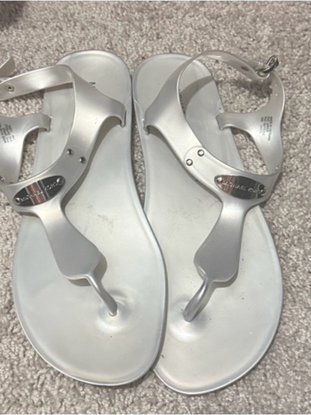 Michael Kors Women’s Silver T-Strap Sandals